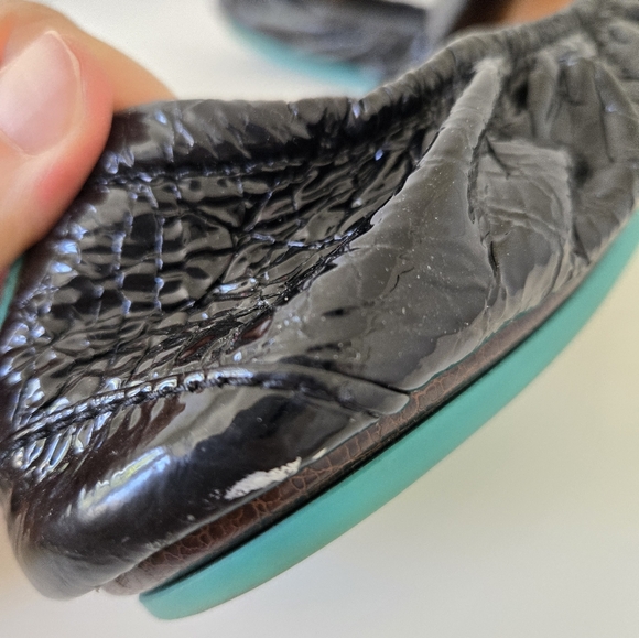 TIEKS Obsidian Shiny Patent Leather Black Ballet Flats Shoes size 10 - Picture 16 of 16